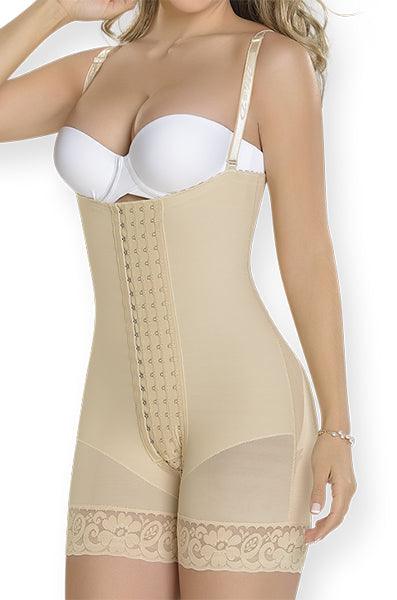 Short strapless shaping girdle with 4 fastening levels F0086 by Fajas –